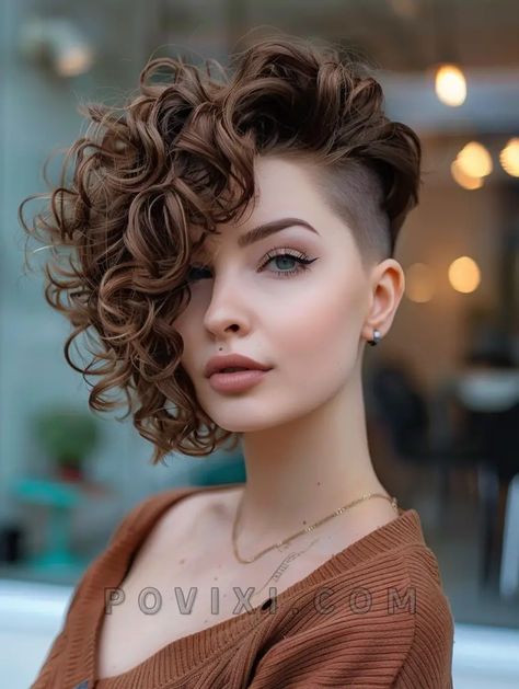 Undercut Hairstyles Curly Hair, Side Haircuts Women, Short Curly Hair 2024, Undercut Curly Hair Long, Dark Roots Blonde Hair Balayage Platinum, Witchy Hairstyles Short, Hairstyles For Round Faces Plus Size, Curly Hair Shaved Side, Hair Styling Hacks