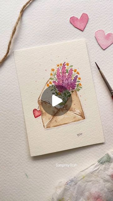 WATERCOLOR DAILY ⭐ online art gallery on Instagram: "Cute watercolor card by @samprity_ozah ♥️ More ideas on @watercolor_daily" Watercolor Card, Diy Watercolor Painting, Summer Painting, Cute Watercolor, Valentines Ideas, Watercolor Greeting Cards, Watercolor Christmas Cards, Valentines Art, Cute Paintings