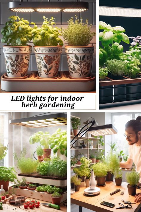 Find out everything you need to know about LED indoor herb garden lighting in this three part series on the Green Fingers blog Grow Light Herb Garden, Kitchen Herb Garden Indoor, Easy Herbs To Grow, Growing Herbs Indoors, Herb Garden In Kitchen, Herb Garden Kit, Indoor Herb, Herb Gardens, Diy Gardening