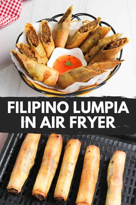 Air Fryer Lumpia, Lumpia Recipe Filipino, Nuwave Recipes, Filipino Lumpia, Indonesian Dishes, Lumpiang Shanghai, Lumpia Recipe, Easy Filipino Recipes, Cpap Accessories