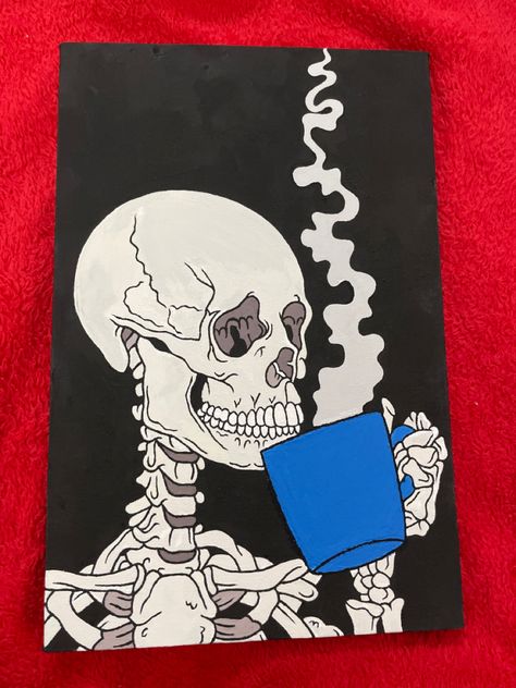 Skull Painting Aesthetic, Eye Painting Beginner, Skull Canvas Art, Cute Skull Painting, Painting Ideas On Canvas Skeleton, Goth Paintings Easy, Cool Painting Ideas Aesthetic, Edgy Painting Ideas On Canvas, Grunge Aesthetic Painting