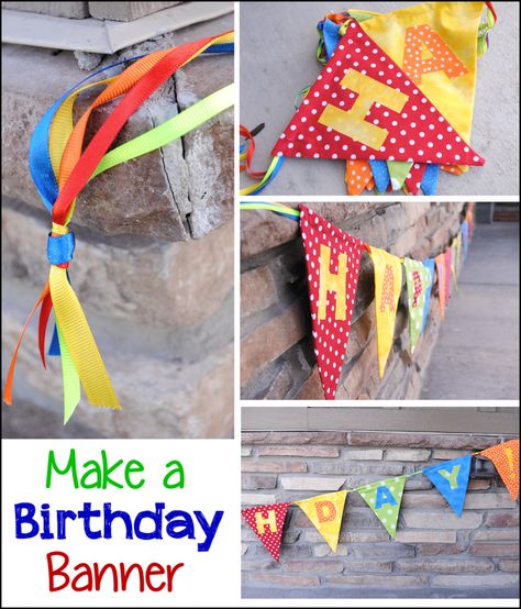 12 Simple Sewing Projects for Beginners - Sunlit Spaces | DIY Home Decor, Holiday, and More Fabric Banner Diy, Happy Birthday Banner Diy, Diy Birthday Banner, Birthday Banner Design, Kids Sewing, Birthday Bunting, Diy Banner, Kids Projects, Sewing Projects For Kids