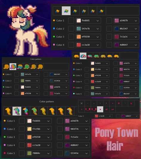 Pony Games, Poofy Hair, Girl Pony, Pony Creator, Town Outfits, Colorful Aesthetic, Pony Town, Anime Pixel Art, My Little Pony Characters