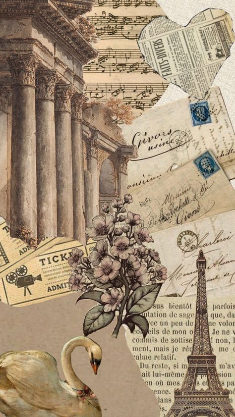 Calliope Aesthetic, Classical Art Memes, Vintage Paper Background, Back Ground, Beautiful Collage, Collage Background, Cool Wallpapers Art, Vintage Scrapbook, Vintage Poster Art