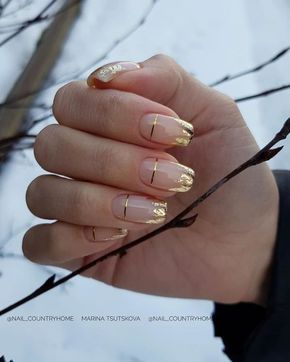 December Nails, Nude Nail Designs, Foil Nails, Orange Nails, Classy Nails, Accent Nails, Pretty Acrylic Nails, Nail Arts, Best Acrylic Nails