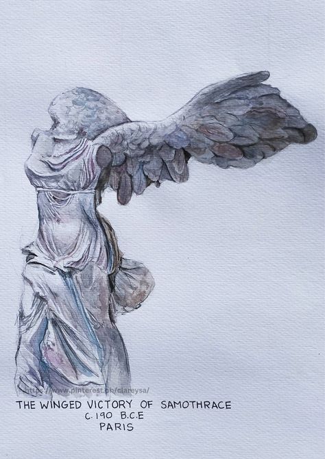 #Watercolor #PrangWatercolor #Samothrace #WingedVictoryofSamothrace #Canvas #Vintage #Art #Painting #Clareysart The Winged Victory, Winged Victory Of Samothrace, Winged Victory, Portfolio Ideas, Drawing Sketches, Painting Ideas, Anime Drawings, Vintage Art, Victorious