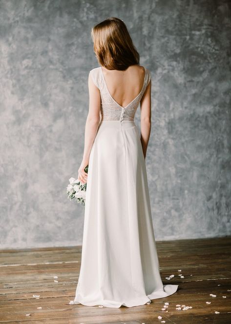 12 Most Beautiful Wedding Dresses Under $500 |  #bridalgown #bride #dresses #wedding #weddingdress #weddinggown #weddings | Moonlight Wedding Dress, Wedding Dresses Under 500, Simple Lace Wedding Dress, Vintage Wedding Dress Boho, Crepe Wedding Dress, Open Back Wedding Dress, Boho Wedding Dress Lace, White Wedding Dress, Back Wedding Dress