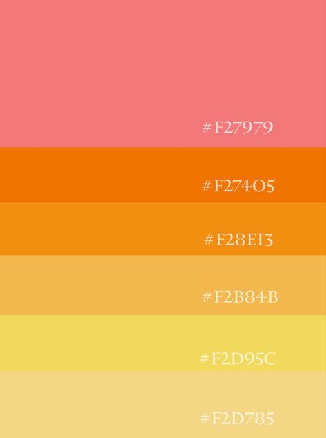 Sunset Color Dress Code, Color Palette Boho Colour Schemes, Ombre Color Palette Colour Schemes, Bright Sunset Color Palette, Sunset Color Palette Hex Codes, Sunset Colour Scheme, Tequila Sunrise Color Palette, Sunset Party Ideas, Sunny Color Palette