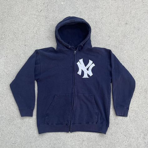 Vintage New York Yankees Akimbo Club Style Faded Zip... - Depop Yankee Jacket, New York Yankees Jacket, Yankees Hoodie, Yankees Sweatshirt, Vintage Yankees Sweatshirt, Yankee Fitted, New York Yankee Hoodie, Navy Hoodie, Vintage New York