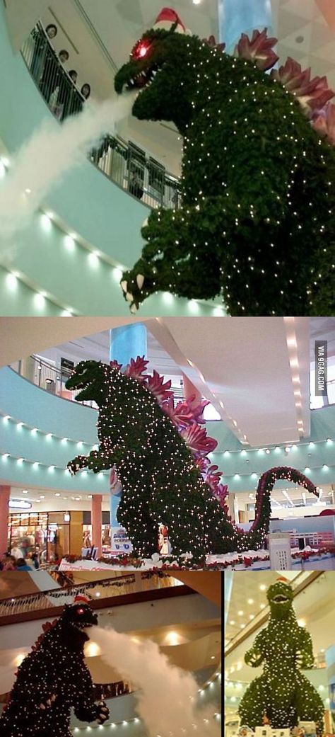 Godzilla Christmas Tree, Godzilla Christmas, Funny Christmas Images, Christmas Tree Quotes, Yule Christmas, Xmas Village, America Wallpaper, Godzilla Funny, Funny Christmas Pictures