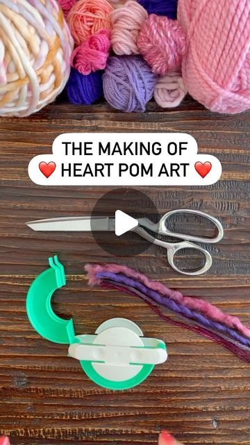 How To Make A Heart Pom Pom, How To Make Pom Poms With Yarn, Pom Pom Heart, Heart Pom Pom, Pom Pom Tutorial, Diy Pom Poms, How To Make A Pom Pom, Crochet Fun, Baby Monkey