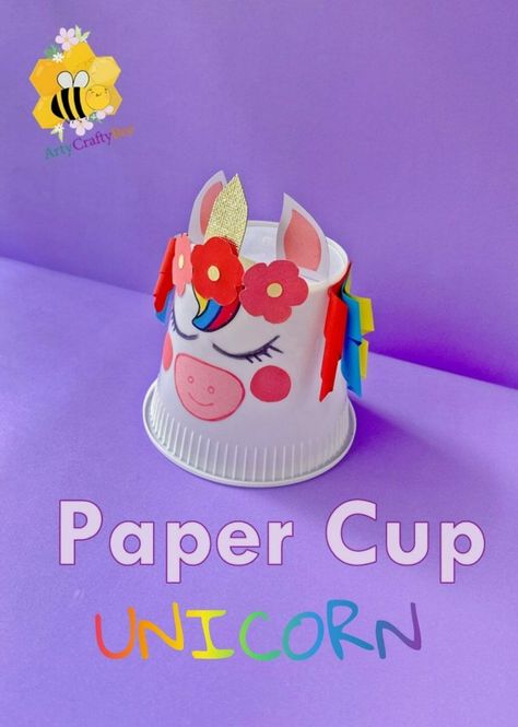 Unicorn paper craft for kids Unicorn Crafts For Kids, Unicorn Template, Paper Cup Crafts, Unicorn Cups, Unicorn Craft, Free Printable Templates, Kids Birthday Party Decoration, Unicorn Crafts, Cup Crafts