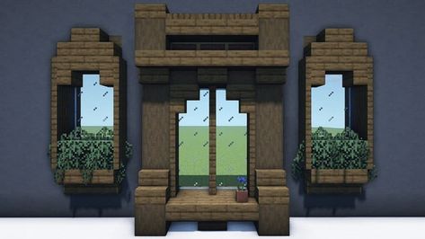 Minecraft Window Shutters, Entry Way Minecraft, Minecraft Windows Design Cottage, Minecraft Small Windows Design, Circular Window Minecraft, Minecraft Window Design Ideas, Minecraft Castle Window Ideas, Mc Window Ideas, Mc Door Ideas