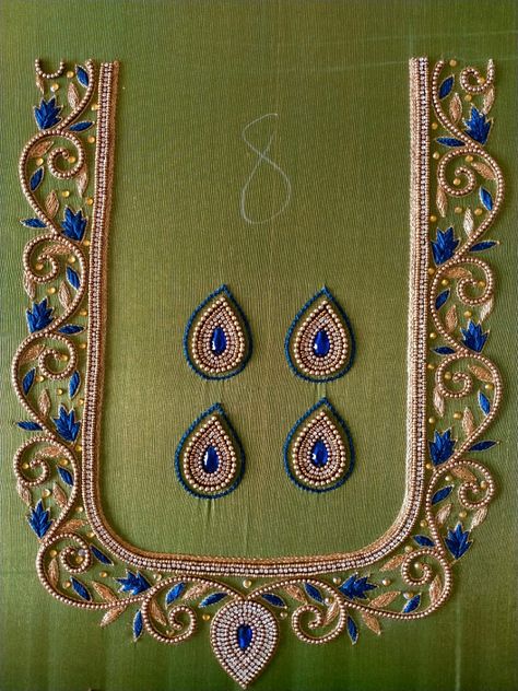 Aari Work Leaf Design, Leaf Design Aari Work Blouse, Arya Work Blouse Designs, Peacock Embroidery Designs, Aari Design, Embroidery Stitches Beginner, Hand Work Design, Embroidery Leaf, Aari Blouse