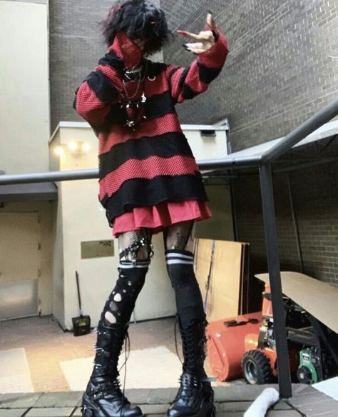 reposted, dm for creds Mode Harajuku, Egirl Fashion, Alt Clothes, Alt Outfits, Aesthetic Grunge Outfit, Emo Outfits, Alt Fashion, Swaggy Outfits, Shoe Lace