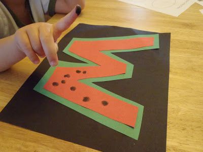 Letter W for Watermelon craft with Fingerprints W For Watermelon Craft, W Is For Watermelon Craft Preschool, W Letter Craft Preschool, Preschool Letter W Crafts, Letter W Preschool Crafts, Letter W Crafts For Toddlers, Letter W Preschool Activities, W Crafts For Preschool, Letter W Activity