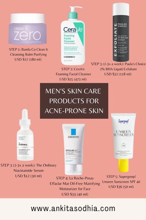 Myth busted: there is no such thing as skin care products for men! And no, a bar of soap does not count. Click through to see skincare routines for dry, oily and acne-prone skin. Oily Skin Men, Skin Care Products For Acne, Men Skin Care, Men Skincare, Men's Skin Care, Men Skin Care Routine, Skincare For Men, Acne Prone Skin Care, Products For Acne