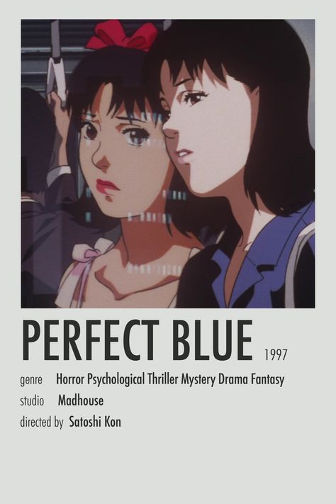 Perfect Blue Polaroid Poster, Perfect Blue Movie Poster, Perfect Blue Minimalist Poster, Manga Minimalist Poster, Anime Postcard, Perfect Blue Anime, Good Anime, Minimalist Polaroid Poster, Anime To Watch