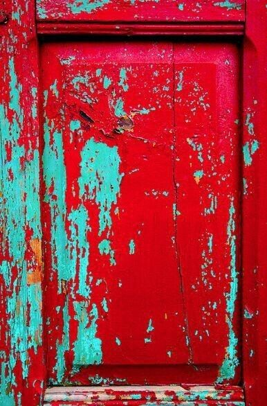 Peeling Paint, Red Decor, Funky Furniture, Red And Teal, Red Turquoise, Red Door, Aqua Turquoise, Painted Doors, Paint Furniture