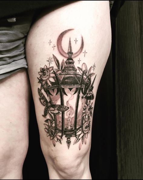 Moth To Light Tattoo, Feminine Lantern Tattoo, Lantern Moth Tattoo, Lantern And Moth Tattoo, Victorian Lantern Tattoo, Moth Lantern Tattoo, Moth And Lantern Tattoo, Antique Lamp Tattoo, Witch Book Tattoo