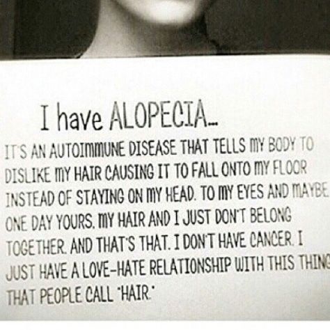 My karen loooove Alopecia Quotes Inspiration, Alopecia Quotes, Bald Quote, Alopecia Hair Growth, Alopecia Universalis, Alopecia Awareness, Alopecia Hairstyles, Make Hair Thicker, Regrow Hair