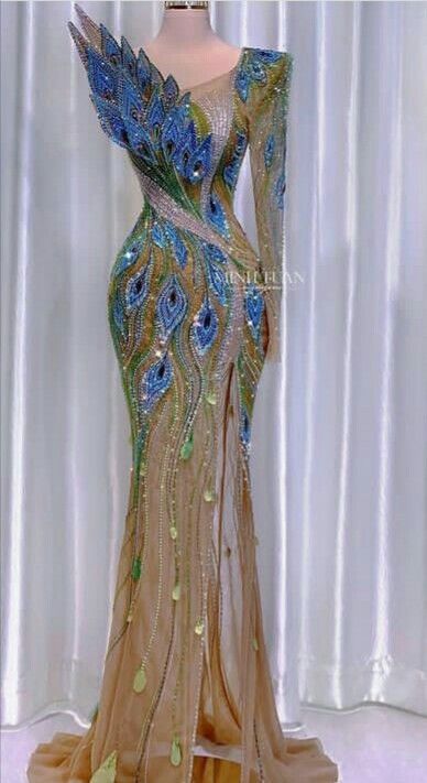 Long Gowns, Peacock Dress, Dinner Dress Classy, Fashion Illustration Dresses, Glamour Dress, Sequence Work, Work Dresses, Fancy Blouses, فستان سهرة