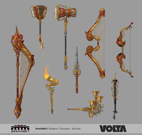 Bard Instruments, Dnd Bard, Dnd Items, Instruments Art, Guild Wars 2, Arte 8 Bits, Dnd Stuff, Fantasy Props, Guild Wars