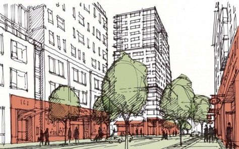 Community Board Approves SPURA Redevelopment Plan, What's Next?,Courtesy of NYC EDC Gallery Plan, House Garden Landscape, Landscape Sketch, Interior Sketch, Landscape Architecture Design, Architectural Sketch, Landscape Architects, Urban Architecture, Landscape Plans