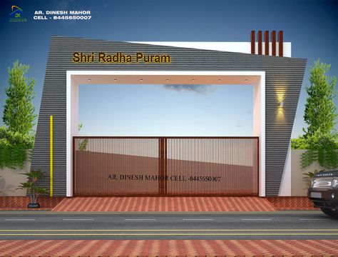 Main Entrance Gate Design Architecture, Restaurant Gate Design, Front Arch Entrance, Closet Door Ideas Modern, Entrance Arch Design, Building Entrance Design, Doors Front Entrance, Condominium Entrance, Gate Event