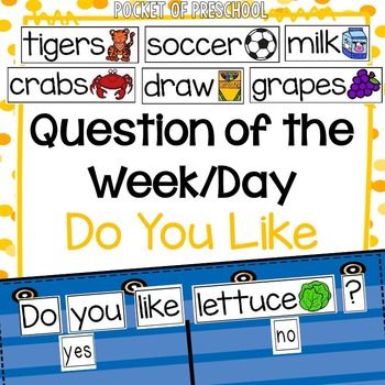 Question Of The Week, Pocket Of Preschool, Transition Activities, Daycare Curriculum, Class Books, Magnet Boards, Middle School Life, Circle Time Activities, All About Me Activities