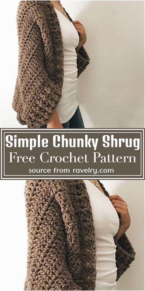 Crochet Cocoon Sweater, Super Bulky Yarn Patterns Crochet, Super Bulky Yarn Patterns, Chunky Wool Crochet, Chunky Cardigan Pattern, Chunky Yarn Patterns, Crochet Vest Outfit, Chunky Yarn Crochet Pattern, Crochet Shrug Pattern Free