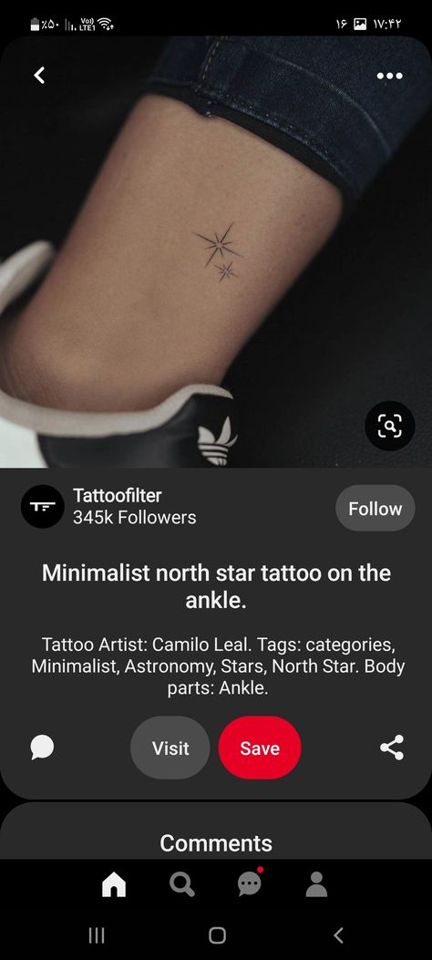 North Star Ankle Tattoo, Ankle Star Tattoo, Star Tattoo Ankle, North Star Tattoos, Tattoo Samples, Tattoo Ankle, Pole Star, Ankle Tattoo, Star Tattoos