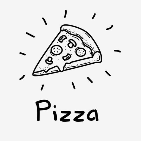 Eat Art Drawing, Meal Drawing Food Illustrations, Simple Pizza Drawing, Pizza Sketch Drawing, Pizza Doodle Drawings, Pizza Slice Illustration, Eating Doodle, Pizza Doodles, Pizza Drawings