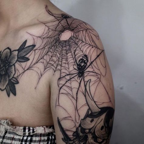 Spider Web Tattoo, Web Tattoo, Wicked Tattoos, Aztec Tattoo, Spider Tattoo, Shoulder Tattoos For Women, Badass Tattoos, Hand Tattoos For Guys, Dope Tattoos