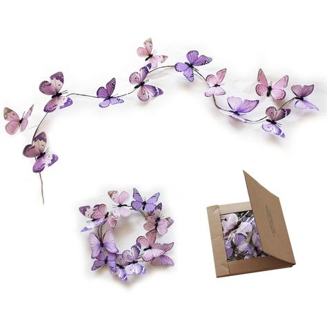 PRICES MAY VARY. Vibrant Purple Garland: Add a pop of color to your space with this artificial butterfly garland, featuring a lovely light purple hue. Multi-Functional Decor: Ideal for various occasions and settings, including living rooms, bedrooms, dining offices, shopping malls, and outdoor areas like patios and gardens. DIY 3D Unique Butterflies: Create a magical atmosphere with these 3D butterflies that can be arranged in various scenes, perfect for parties, weddings, and home decoration. V Decorative Vines, Butterfly Centerpieces, Butterfly Hanging, Butterfly Baby Shower Theme, Butterfly Garland, Gift Boxes Decoration, Unique Butterfly, Purple Birthday, Butterfly Baby Shower