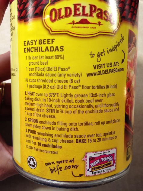 Old El Paso Easy Beef Enchiladas - This recipe is easy and delicious. I add in some refried beans to the meat mixture. Yummy! Southwest Corn, Hot Artichoke Dip, Green Chile Enchilada Sauce, Easy Beef Enchiladas, Easy Bakes, Beef Enchilada Recipe, Beef Enchilada, Enchilada Recipe, Mexican Meals