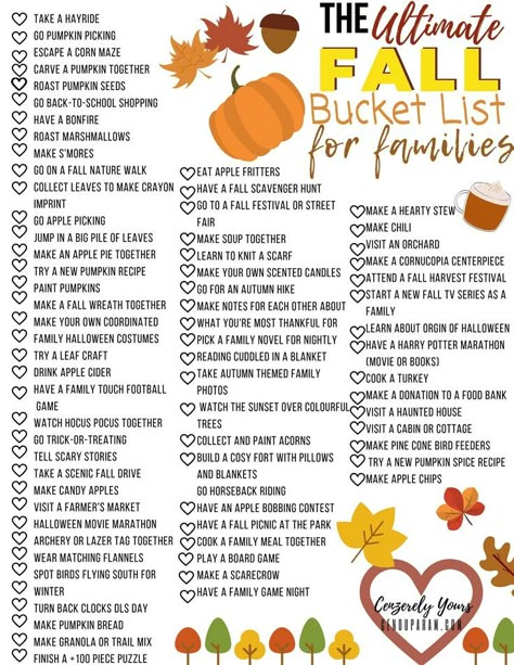 Print the ultimate fall bucket list for families and start making memories this autumn while you watch the leaves change color. Bucket List For Families, Fall Scavenger Hunt, Making Crayons, Fun Fall Activities, Fall Bucket List, Fall Activities, Happy Fall Y'all, Fall Holidays, Fall Family