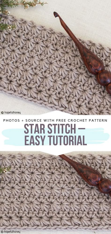 Star Stitch – Easy Tutorial Free Crochet Pattern #crochetstitch Corak Krusye, Crochet Star Stitch, Beau Crochet, Crochet Stitches Free, Easy Crochet Stitches, Crochet Stars, Crochet Blog, Stitch Crochet, Crochet Instructions