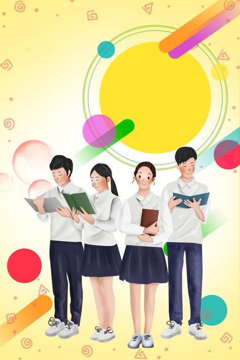 College Students Student Union Literary Society Reading Club Student Studying Cartoon, Reading Wallpaper, Club Background, Minimalistic Background, Reading Poster, College Entrance Exam, Student Exam, Reading Posters, Reading Club