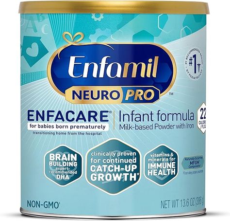 Amazon.com: Enfamil NeuroPro EnfaCare High Cal Premature Baby Formula Milk-Based with Iron, Brain-Building DHA, Vitamins & Minerals for Immune Health, Powder Can, 13.6 Oz (Package May Vary) : Baby Enfamil Neuropro, Brain Vitamins, Formula Milk, Kids Menu, Premature Baby, Baby Milk, Baby Formula, Immune Health, Baby Things