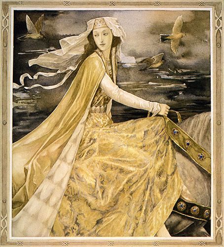 'Rhiannon' from the Mabinogion, painting by Alan Lee Alan Garner, Magical Illustration, Alan Lee, John Howe, Oh My Goddess, Celtic Goddess, Celtic Mythology, Stevie Nicks, Gods And Goddesses