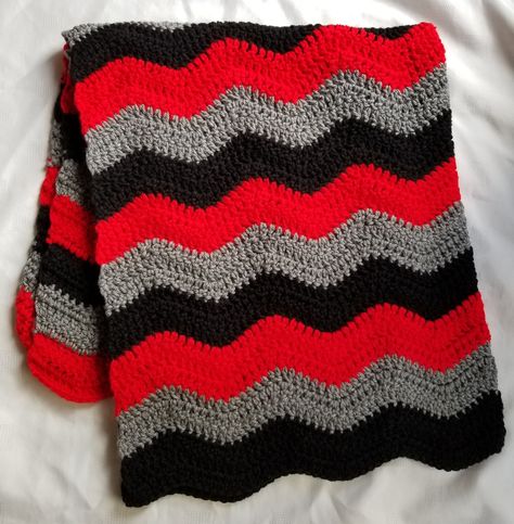 Red Black Gray Crochet Blanket Afghan Throw - Handmade - 10 Sizes Available - Made to Order by CreationsbyShan on Etsy Gray Crochet Blanket, Crochet Blanket Throw, Crochet Ripple Blanket, Gray Crochet, Black Toddler, Handmade Baby Blankets, Crochet Blanket Afghan, Handmade Baby Gifts, Crochet Throw Blanket