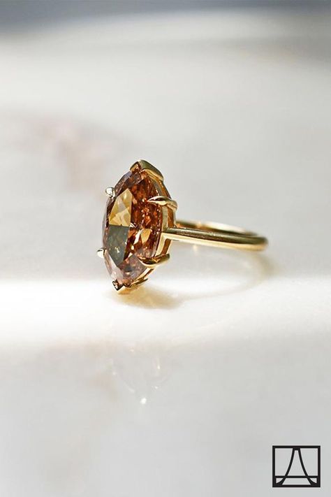 Champagne Engagement Ring, Champagne Engagement Rings, Indie Gifts, Champagne Diamond, Champagne Gold, Solitaire Ring, Unique Engagement Rings, Custom Rings, Yellow Gold Rings