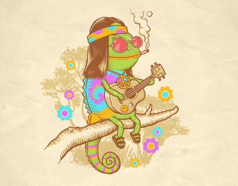 Hippie Chameleon | (ben chen) | Flickr Paz Hippie, Hippie Drawing, Hippy Art, Trippy Drawings, Theme Tattoo, Hippie Aesthetic, Give Peace A Chance, Hippie Painting, Hippie Peace