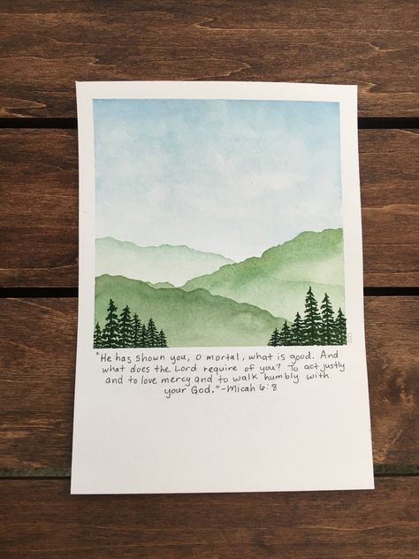 Easy Watercolor Postcards, Christian Watercolor Paintings Easy, Bible Verse Watercolor Art, Watercolor Christian Art, Watercolor Bible Verses Art, Watercolor Postcards Ideas, Watercolour Inspiration Simple, Christian Watercolor Paintings, Watercolor Cards Ideas Simple