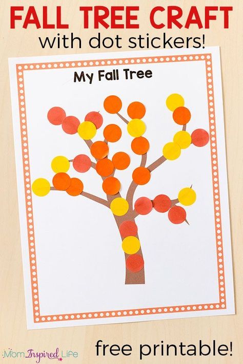 Fall tree craft for preschoolers. This fall tree art activity is a fun way to develop fine motor skills this fall! #fallactivities #falltheme #preschool #pre-k #kindergarten #math #mathcenters #mathactivities #literacyactivities #literacycenters #activitiesforkids #funlearningforkids #fallart #artforkids Fall Tree Craft, Fall Crafts For Toddlers, Craft For Toddlers, Fall Preschool Activities, Preschool Fall, October Crafts, Dot Stickers, Fall Arts And Crafts, Tree Study