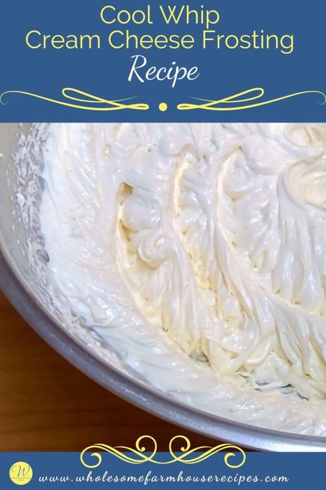 Cool Whip Cream Cheese Frosting Recipe Kroger Whipped Frosting Recipe, Cool Whip Cream Cheese Frosting, Cool Whip Icing Recipe, Melt In Your Mouth Cake Recipe, Whipped Cream Cheese Frosting Recipe, Whipped Icing Recipes, Diy Whipped Cream, Powdered Sugar Frosting, Pudding Frosting