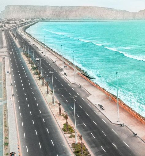 Gwadar (Balochistan) marine drive road, streetlights, parks and floodlights on beach. Gwadar Balochistan, American Tourister Luggage, Marine Drive, Train Ticket, Dream Vacations Destinations, Beauty Wallpaper, American Tourister, Travel System, On Beach