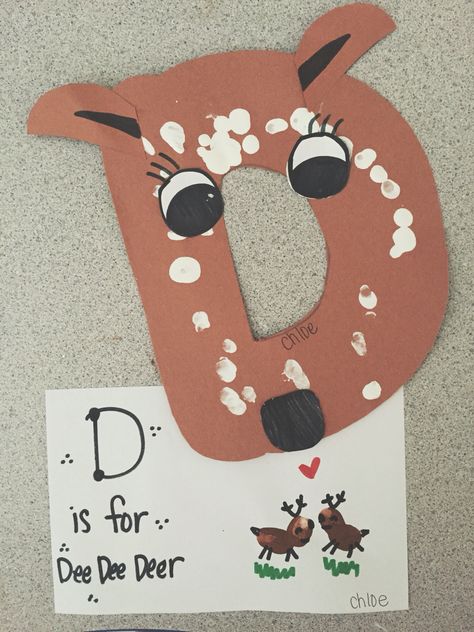 Dee Dee deer Zoophonics Crafts, Preschool D Crafts, Deer Preschool Craft, Deer Preschool Activities, Deer Art And Craft Preschool, Oh Deer Bulletin Board, Deer Crafts Preschool, Deer Craft, Letter D Craft