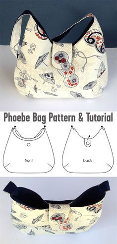 Phoebe Bag Pattern and Tutorial Hobo Purse Patterns Free, Hand Sewn Purses Free Pattern, Hobo Purse Patterns Free Diy Bags, Simple Bag Sewing Pattern Free, Phoebe Bag Free Pattern, Small Shoulder Bag Pattern, Purses To Sew Free Pattern, Easy Bag Sewing Pattern Free, How To Sew A Handbag